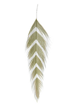 A selection of MFC Galloup's fish feathers for fly tying, displayed in various colors and patterns, including solid white, red, yellow, and more.