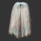 Fishing lure with multicolored fibers on a black background
