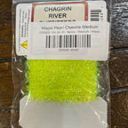 Packaged yellow Wapsi Pearl Chenille Medium with Chagrin River label on a wooden surface