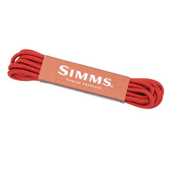 Red Simms Replacement Wading Boot Laces with a SIMMS branded label on a white background
