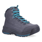 Gray Simms WOMEN's Freestone Wading Boot - Rubber Soles with blue laces on a white background