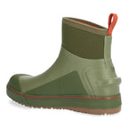 Green rubber Simms MEN's Challenger 7" Deck Boot with red interior on a white background