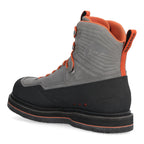 Gray and black Simms MEN's G3 Guide Wading Boot - Felt Soles with orange accents on a white background