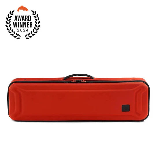 Red case with black handle and visible brand logo on a white background