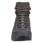 Gray Simms M's Flyweight® Wading Boot - Vibram with orange accents on a white background