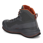 Gray high-top Simms M's Flyweight® Wading Boot - Felt with orange accents on a white background