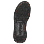 The image shows the bottom view of a Simms wading boot with felt outsole, featuring the brand name and structure details.
