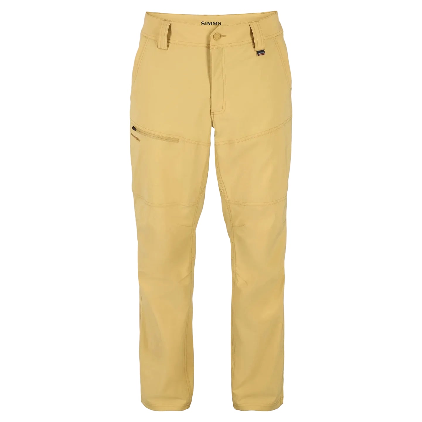 Simms Guide Beige pants with a brand logo on a white background