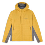 Yellow Simms MEN's Fall Run Hybrid Hoody w/CRO Logo with gray accents on a white background
