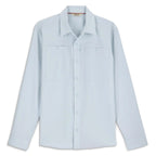 Light blue Simms MEN's Men's Launch LS Shirt on a white background