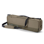 A green Orvis Carry-It-All fishing rod case with a shoulder strap and brand logo visible.