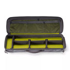 A green Orvis Carry-It-All fishing rod case with a shoulder strap and brand logo visible.