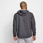 A gray Orvis Clearwater Wading Jacket with a hood, featuring a zippered front closure and multiple pockets.