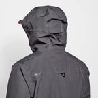 A gray Orvis Clearwater Wading Jacket with a hood, featuring a zippered front closure and multiple pockets.