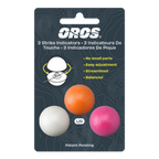 Packaging of three strike indicators with OROS branding on a white background