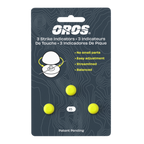 Packaging of OROS 3 strike indicators with a gray background and yellow indicators.