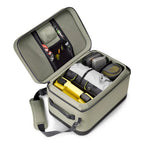 Open Orvis Pro boat bag with compartments on a white background