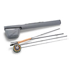 Orvis Clearwater Fly Rod Outfit with a rod, reel, line, and backing, displayed next to a gray rod tube.