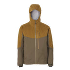 Two-tone brown Orvis Ultralight Wading Jacket with a hood on a white background