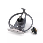 Top view of a gray Orvis Clearwater fly fishing reel without the spool on a white background