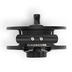 Top view of a black fly fishing reel with 'Clearwater III' branding on a white background