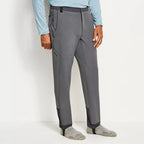 A pair of fleece-lined Orvis Men's PRO HD Underwader Pants in gray color, designed for fishing during late fall and winter.
