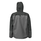 Gray rain Orvis MEN's PRO Fishing Jacket with hood on a white background