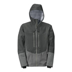 Gray Orvis MEN's PRO Fishing Jacket with a hood on a white background
