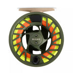 Front view of an Orvis Clearwater fly fishing reel on a white background