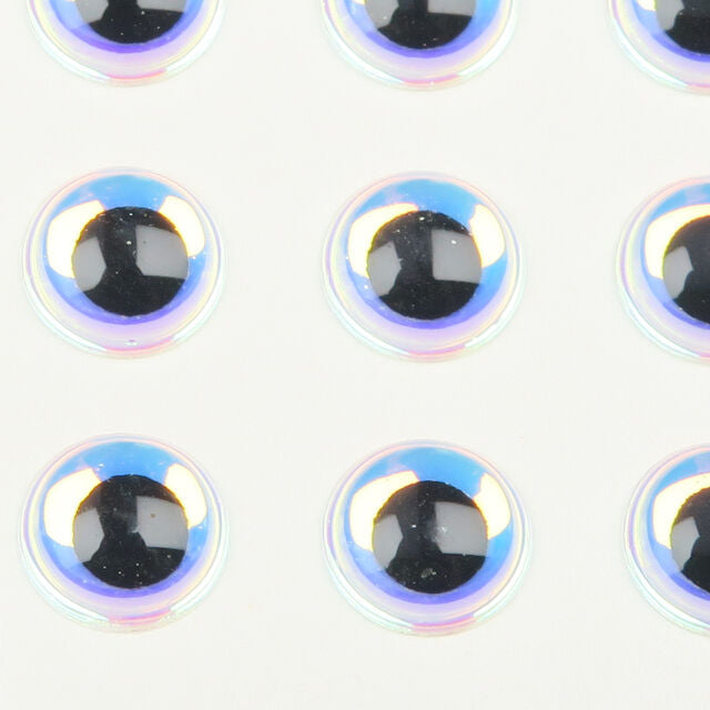 Close-up of Hareline 3D Big Fish Eyes Adhesive Holographic Eyes with a white background