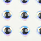 Close-up of Hareline 3D Big Fish Eyes Adhesive Holographic Eyes with a white background