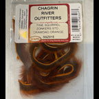 Packaged pine squirrel zonkers with a Chagrin River Outfitters label on a clear background
