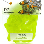 Atomic Yellow FNF fly tying material on a white background