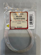 Packaged Wapsi Mylar Cord in pearl color, intended for use in fly tying, with Chagrin River Outfitters branding visible.
