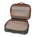Open fly tying travel bag with compartments on a white background