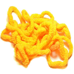 Yellow mop thread on a white background