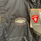 Gray jacket with Chagrin River Outfitters logo and Primaloft tag.