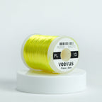 Spool of yellow thread with 'veevus' branding on a white background