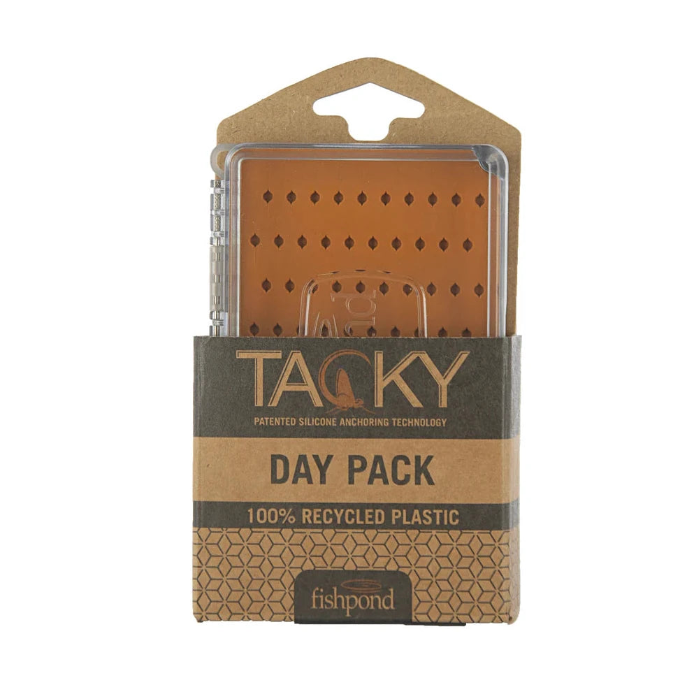 Fly fishing fly box from Fishpond Tacky Day Pack with 100% recycled plastic on a white background