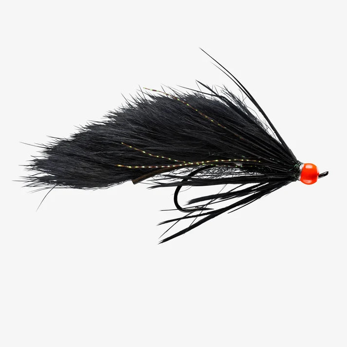 RIO's Paydirt in black and orange is an exceptionally good year-round steelhead fly, with a bead and sparse body that helps get this fly into the zone quickly.