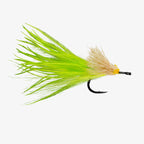 Tarpon fishing fly with Chartreuse and beige feathers on a white background