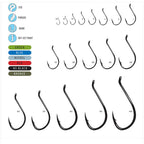 Set of Gamakatsu Octopus Intruder Hook - Black Nickel Finish fishing hooks with size and color options on a white background