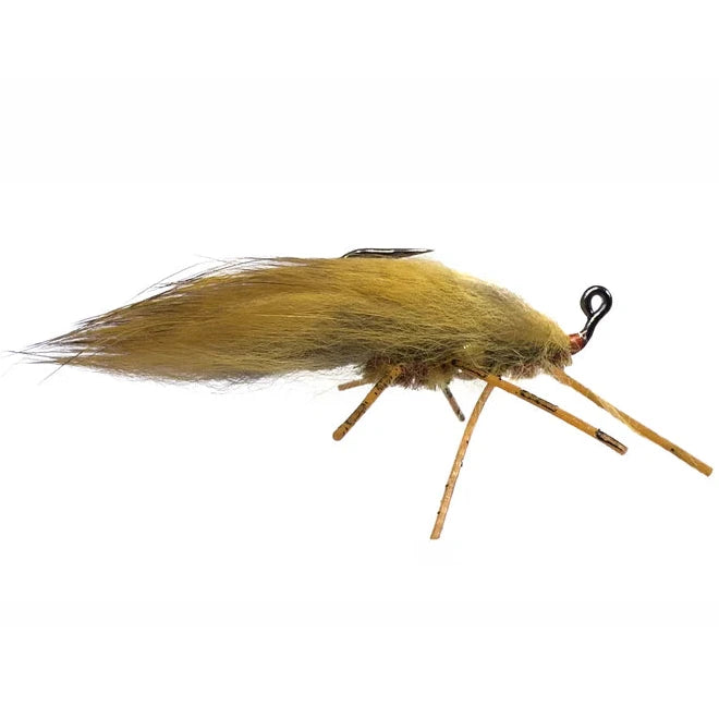 Bloom's Zirdle Fishing fly with brown body and legs on a white background