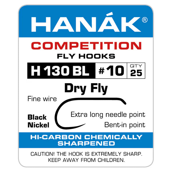 Hanák Competition Fly Hooks packaging with product details.