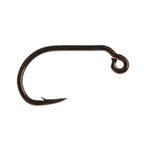 A single barbed fishing Ahrex FW554 Barbed CZ Mini-Jig Hook with a black nickel finish.