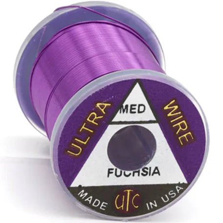 Spool of fuchsia Wapsi Ultra Wire UTC with 'Ultra Med Wire' branding on a white background