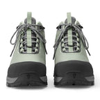 Gray and black hiking boots with 'Orvis' branding on a white background