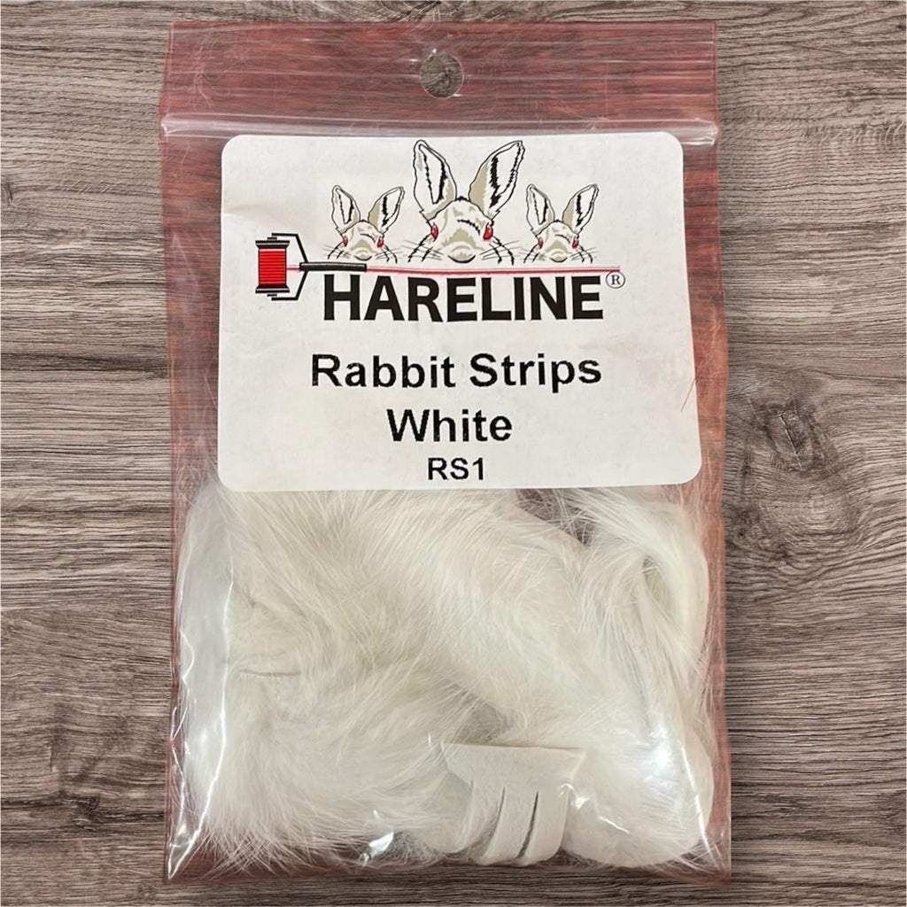 White color Hareline Rabbit Strips 1/8" 