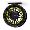 Orvis Ratio black fly fishing reel on a white background