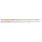A three-piece Orvis Superfine Fiberglass Fly Rod with a green body and beige handle.